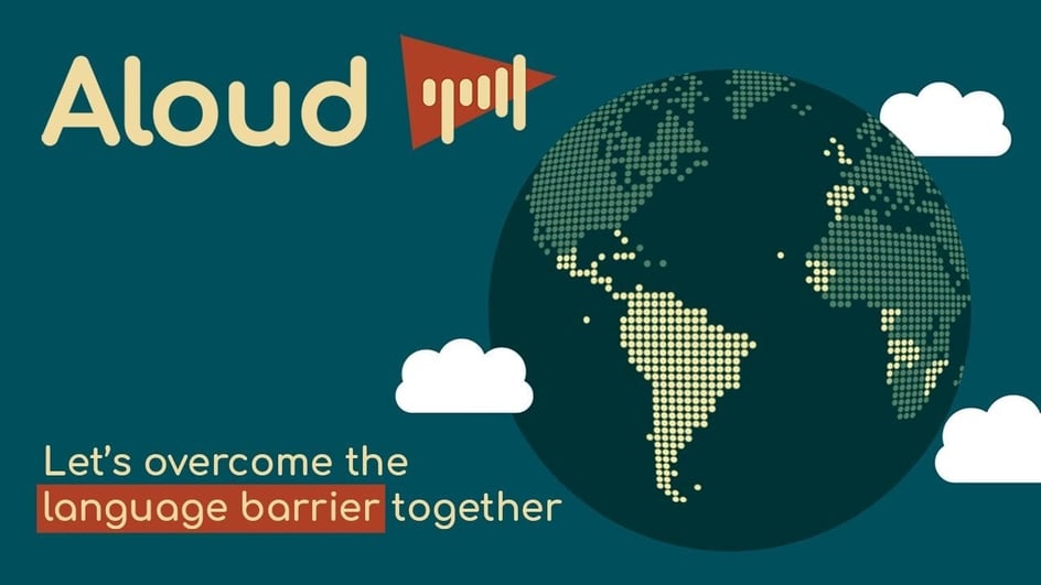  This YouTube Aloud cover image of the earth with dotted continents advertises the AI voice generator for YouTube.